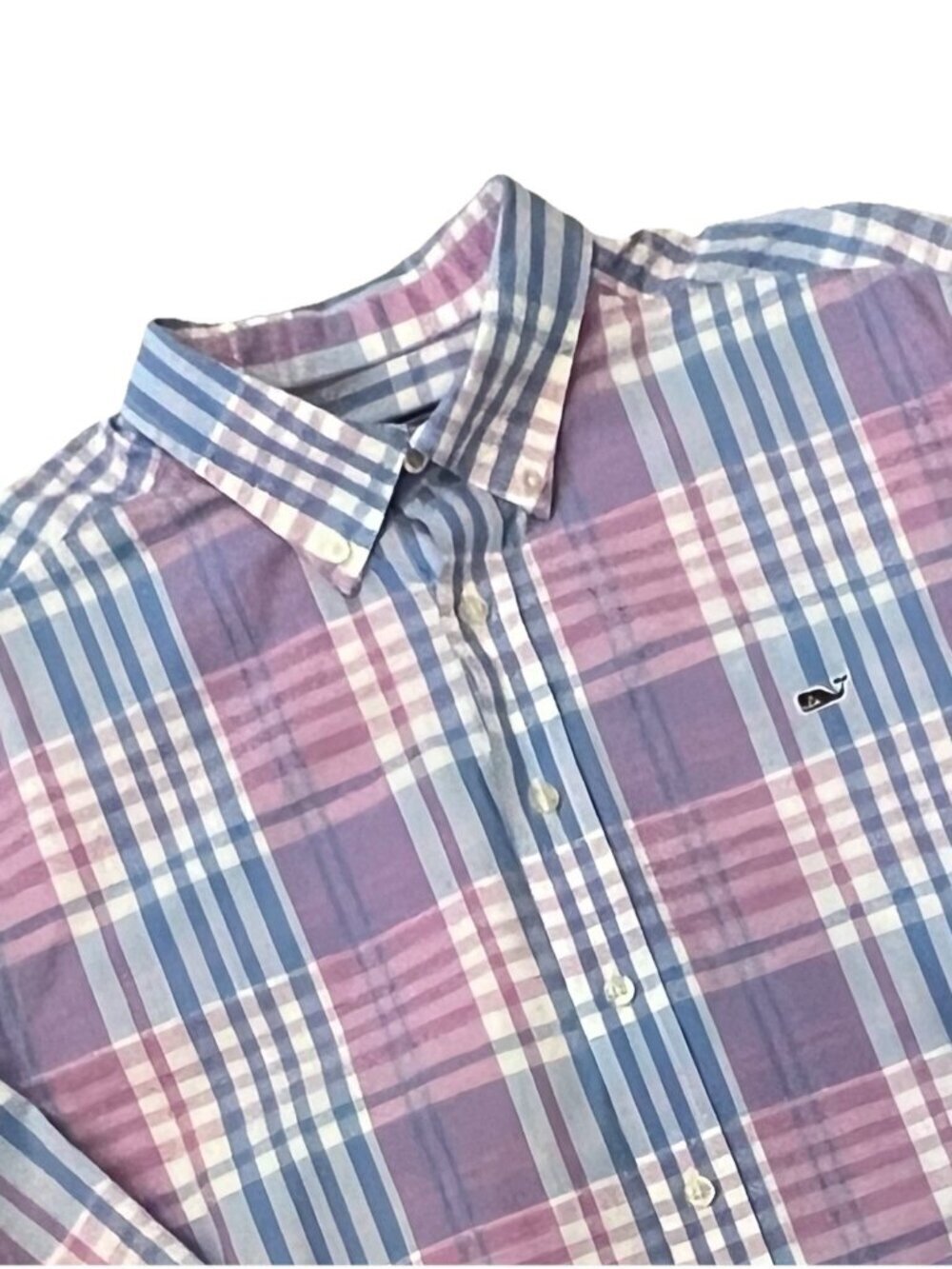 Vineyard Vines Men’s Slim Fit Whale Shirt Size Large Preppy Button Blue Purple